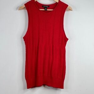 Lauren Ralph Lauren Christmas Red Sweater Vest L Linen Anchor Nautical Preppy